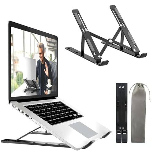 K-MART Laptop Ständer Höhenverstellbar - aus Aluminiumlegierung, 6 Gänge laptopständer for Desk Kompatibel mit MacBook Air, Pro, Dell Allen Laptops 10-15,6" (Schwarz) von K-MART