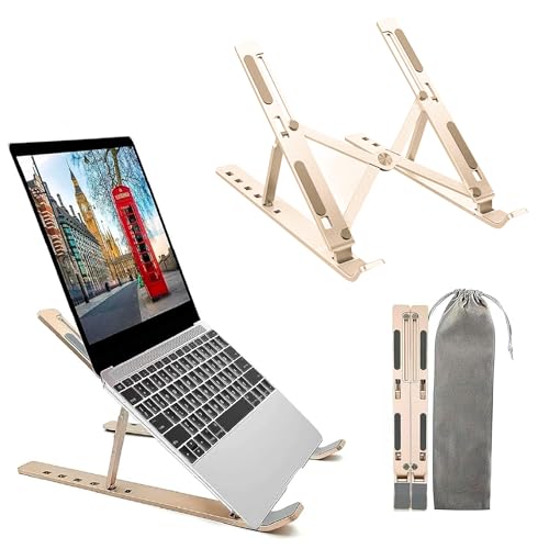 K-MART Laptop Ständer Höhenverstellbar - aus Aluminiumlegierung, 6 Gänge laptopständer for Desk Kompatibel mit MacBook Air, Pro, Dell Allen Laptops 10-15,6" (Gold) von K-MART