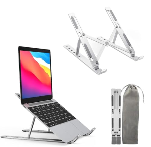 K-MART Laptop Ständer Höhenverstellbar - aus Aluminiumlegierung, 6 Gänge laptopständer for Desk Kompatibel mit MacBook Air, Pro, Dell Allen Laptops 10-15,6" (Silber) von K-MART