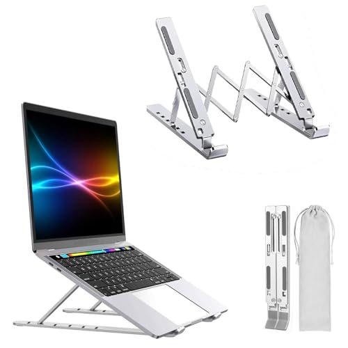 K-MART Laptop Ständer Höhenverstellbar - aus Aluminiumlegierung, 6 Gänge laptopständer for Desk Kompatibel mit MacBook Air, Pro, Dell Allen Laptops 10-15,6" (Silber Upgrade) von K-MART