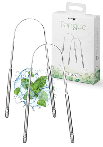Zungenreiniger Edelstahl Set – Zungenschaber & Zungenbürste gegen Mundgeruch | Oral Care & Hygiene Tool Zungenreiniger für Erwachsene | Tongue Scraper Cleaner für Erwachsene, Männer & Frauen von K-MART