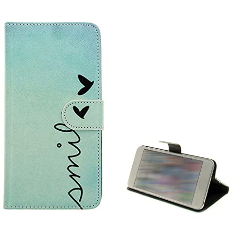 K-S-Trade Für Doro 8040 Hülle Schutz-Hülle Handy-Hülle Für Doro 8040 Hülle Wallet Case Flip Cover Bookstyle Etui Handyhülle ''Smile'' Türkis von K-S-Trade