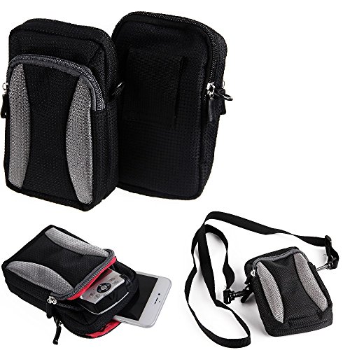 K-S-Trade Für Sony ZV-1 Hülle Für Sony ZV-1 Gürtel Tasche Holster Umhänge Tasche Fototasche Schutz Hülle Schwarz-grau + Extrafach von K-S-Trade