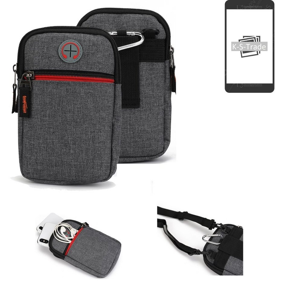K-S-Trade Handyhülle für Apple iPhone 12, Holster Gürteltasche Handy Tasche Schutz Hülle grau Zusatzfächer von K-S-Trade