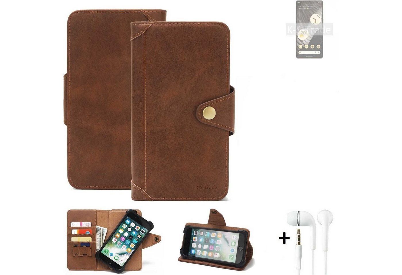 K-S-Trade Handyhülle für Google Pixel 7 Pro, Handyhülle + Kopfhörer Schutz Hülle Walletcase Bookstyle Tasche K-S-Trade Handyhülle für Google Pixel 7 Pro, Handyhülle + Kopfhörer Schutz Hülle Walletcase Bookstyle Tasche von K-S-Trade