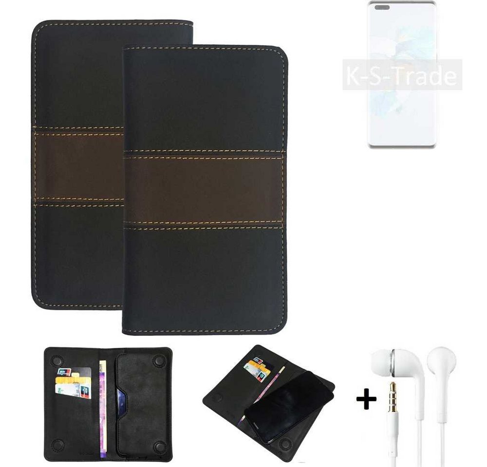 K-S-Trade Handyhülle für HTC Desire 20+, Handyhülle + Kopfhörer Schutzhülle Walletcase Bookstyle Tasche von K-S-Trade