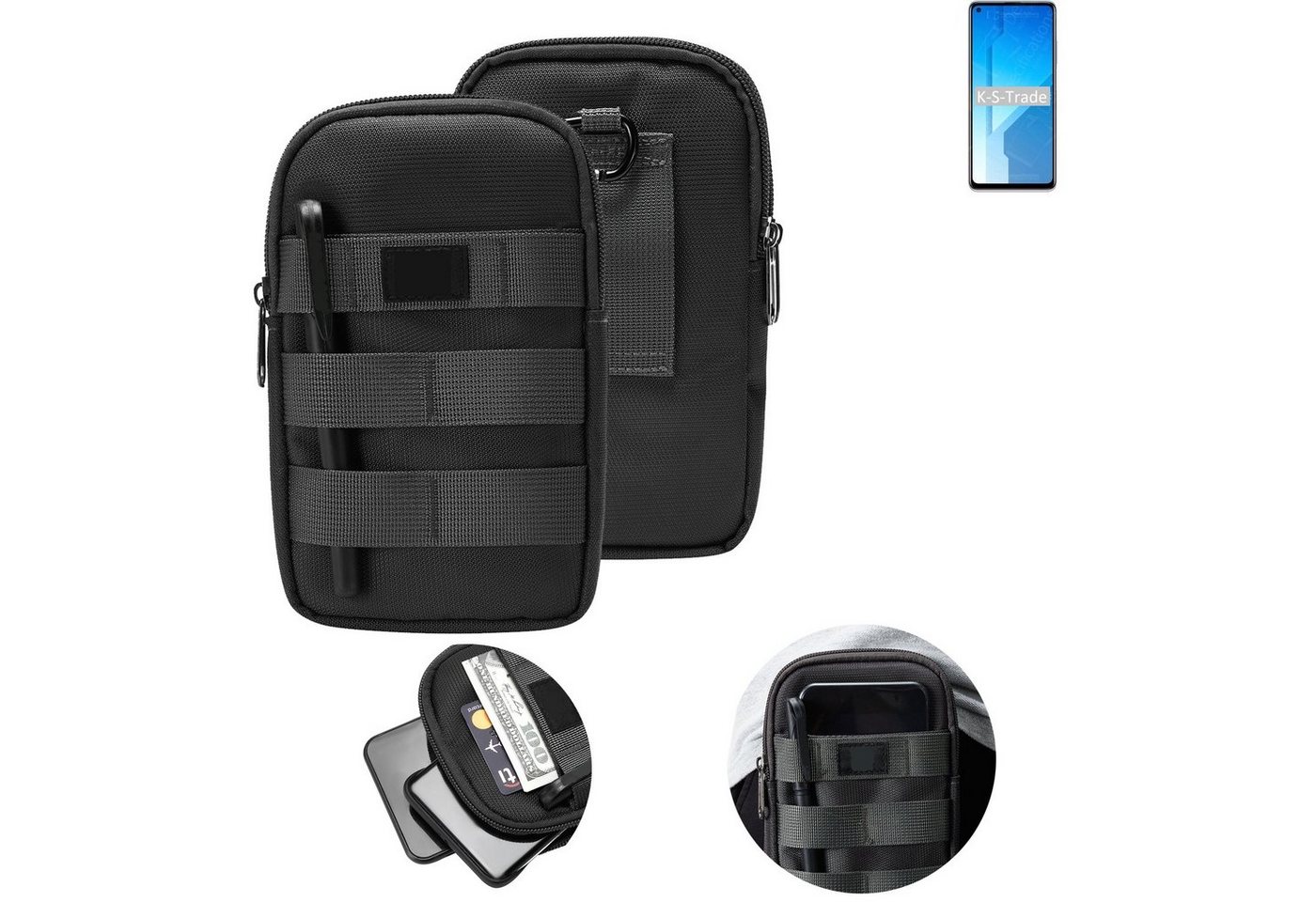 K-S-Trade Handyhülle für Huawei Honor Play 4 5G, Holster Gürtel Tasche Handy Tasche Schutz Hülle dunkel-grau viele von K-S-Trade