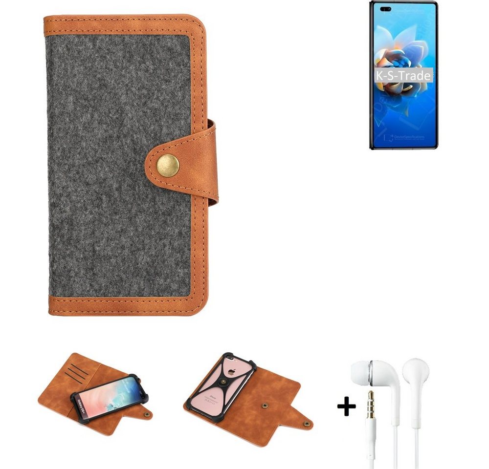 K-S-Trade Handyhülle für Huawei Mate X2, Handyhülle + Kopfhörer Schutzhülle Filzhülle Kunstleder K-S-Trade Handyhülle für Huawei Mate X2, Handyhülle + Kopfhörer Schutzhülle Filzhülle Kunstleder von K-S-Trade