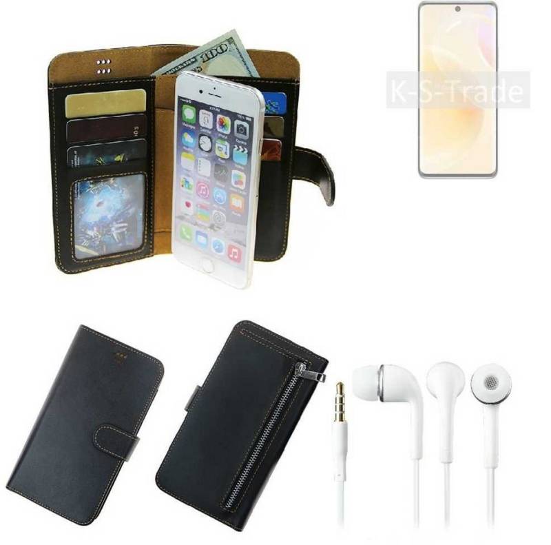 K-S-Trade Handyhülle für Huawei nova 8 International Version, TOP SET Handy Hülle Schutz Hülle schwarz aus Kunstleder + von K-S-Trade