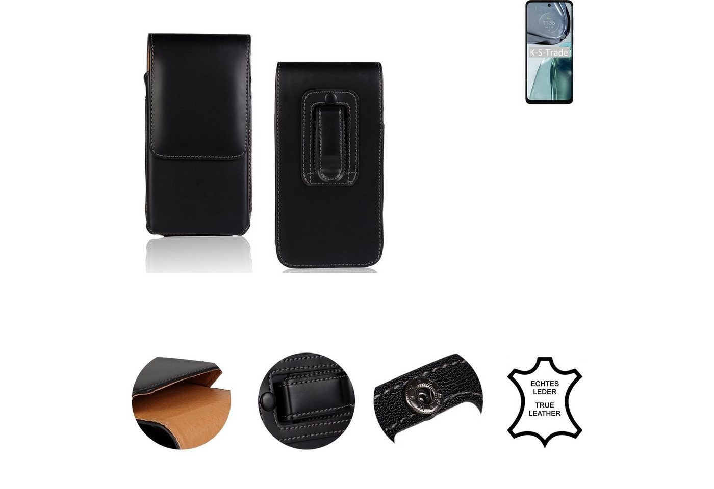 K-S-Trade Handyhülle für Motorola Moto G62 5G, Holster Gürteltasche Handy Hülle Schutzhülle Handyhülle Leder von K-S-Trade