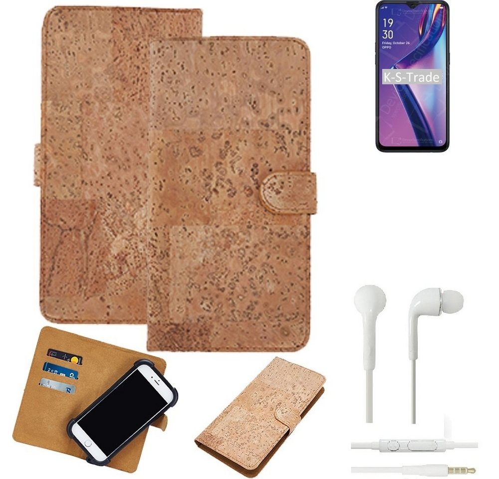 K-S-Trade Handyhülle für Oppo A12s, Hülle + in ear Kopfhörer Kork Handyhülle Cover - Schutzhülle von K-S-Trade