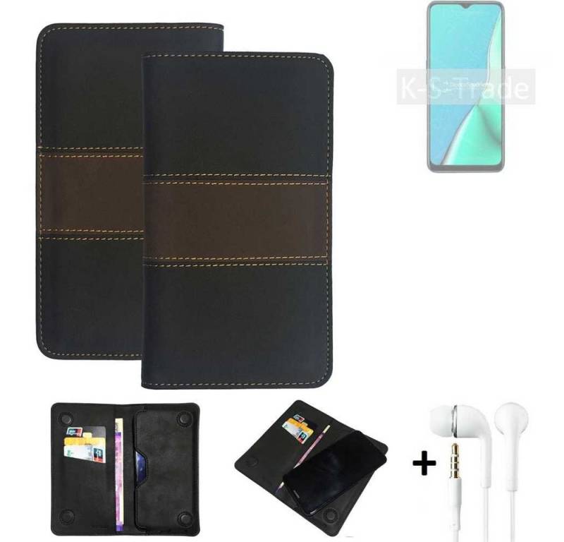 K-S-Trade Handyhülle für Oppo A5 2020, Handyhülle + Kopfhörer Schutzhülle Walletcase Bookstyle Tasche von K-S-Trade