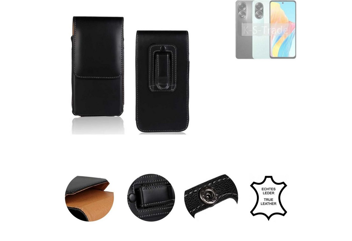 K-S-Trade Handyhülle für Oppo A58 4G, Holster Gürteltasche Handy Hülle Schutzhülle Handyhülle Leder K-S-Trade Handyhülle für Oppo A58 4G, Holster Gürteltasche Handy Hülle Schutzhülle Handyhülle Leder von K-S-Trade