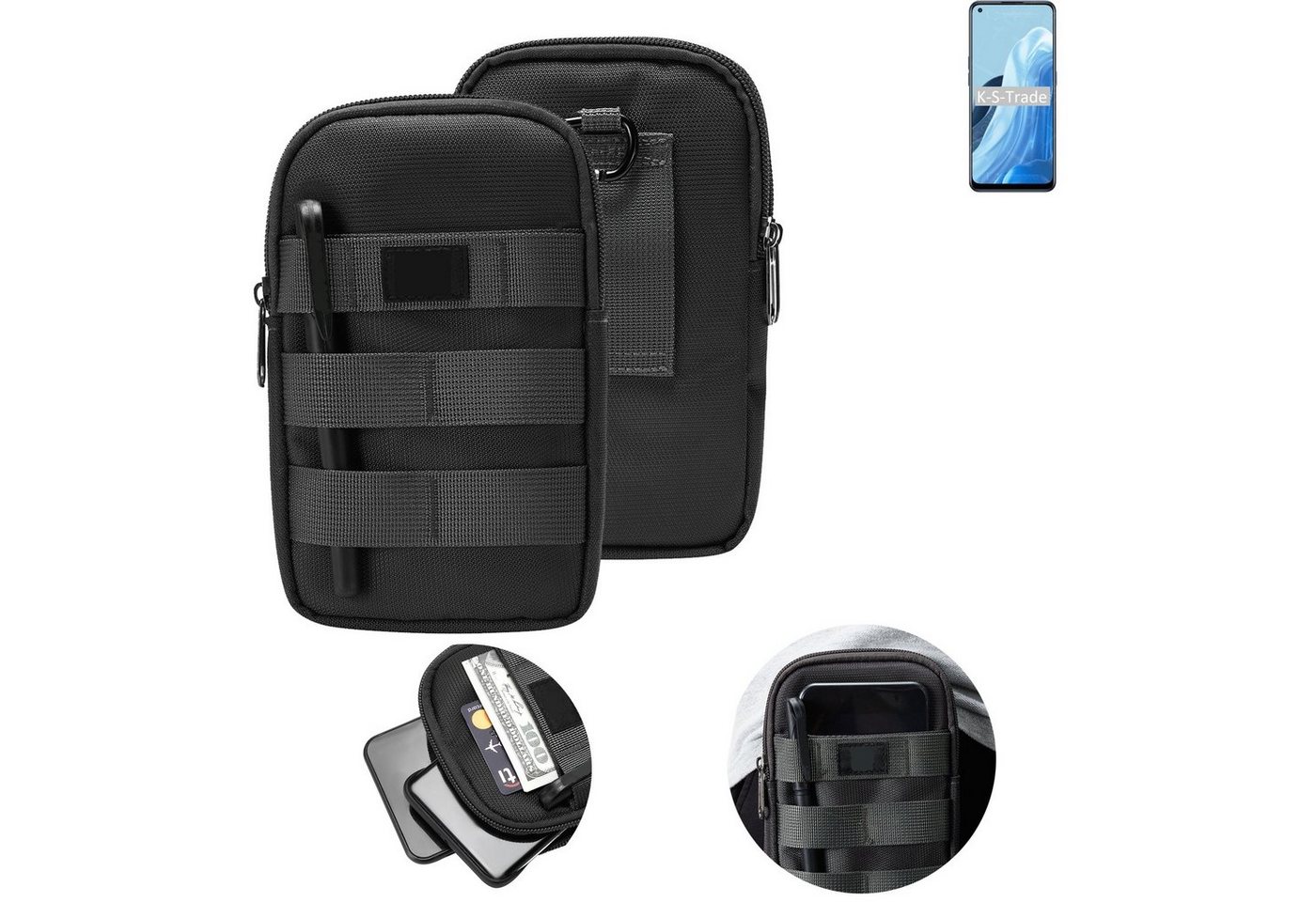 K-S-Trade Handyhülle für Oppo Find X5 Lite, Holster Gürtel Tasche Handy Tasche Schutz Hülle dunkel-grau viele von K-S-Trade