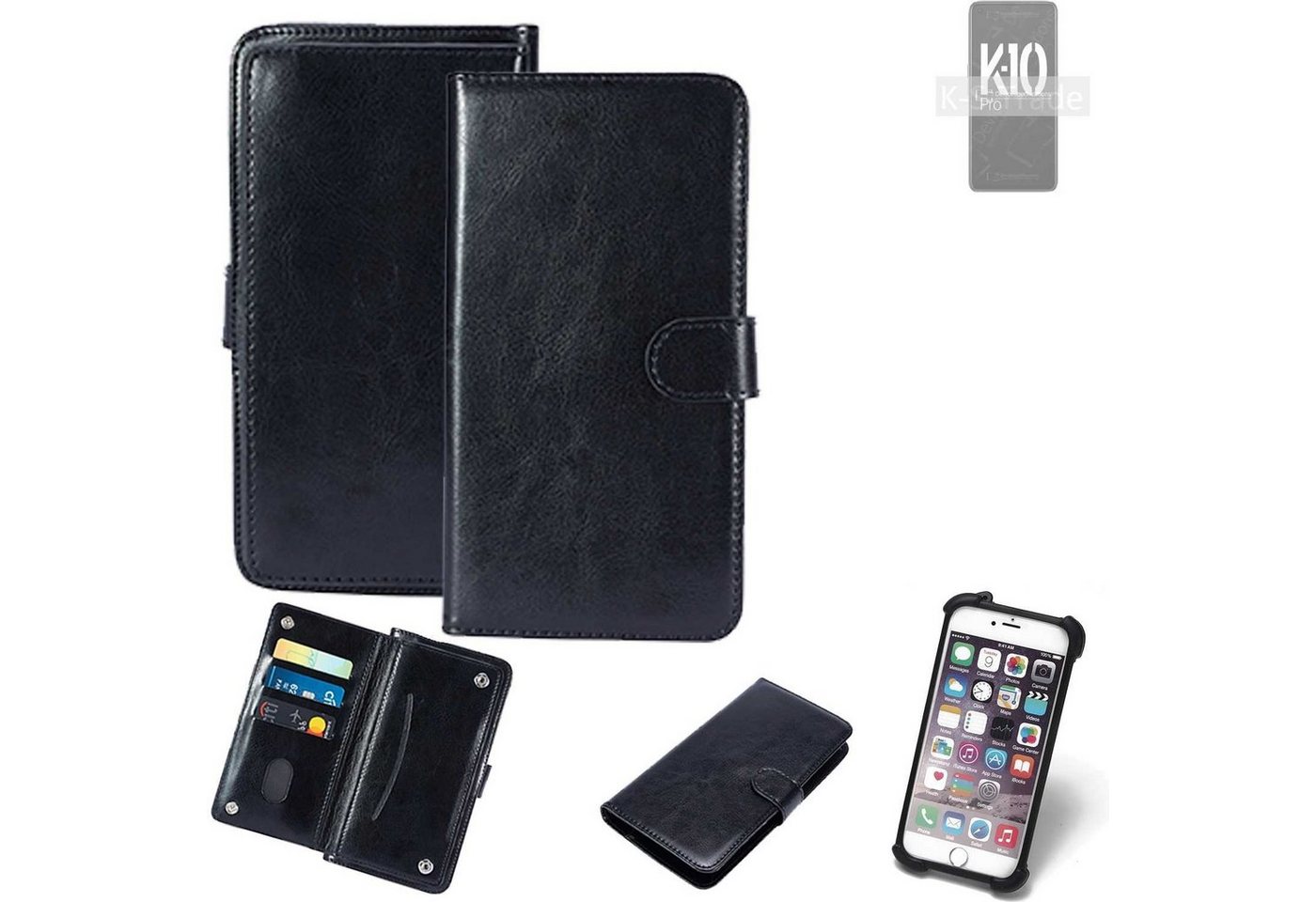 K-S-Trade Handyhülle für Oppo K10 Pro, 360° Hülle schwarz Kunstleder Case BookCase WalletCase von K-S-Trade
