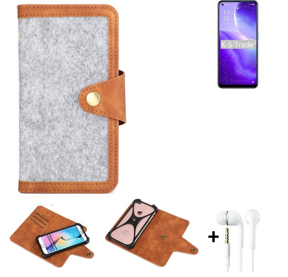 K-S-Trade Handyhülle für Oppo Reno5 Z 5G, Handyhülle + Kopfhörer Schutzhülle Filz Hülle Kunstleder K-S-Trade Handyhülle für Oppo Reno5 Z 5G, Handyhülle + Kopfhörer Schutzhülle Filz Hülle Kunstleder von K-S-Trade
