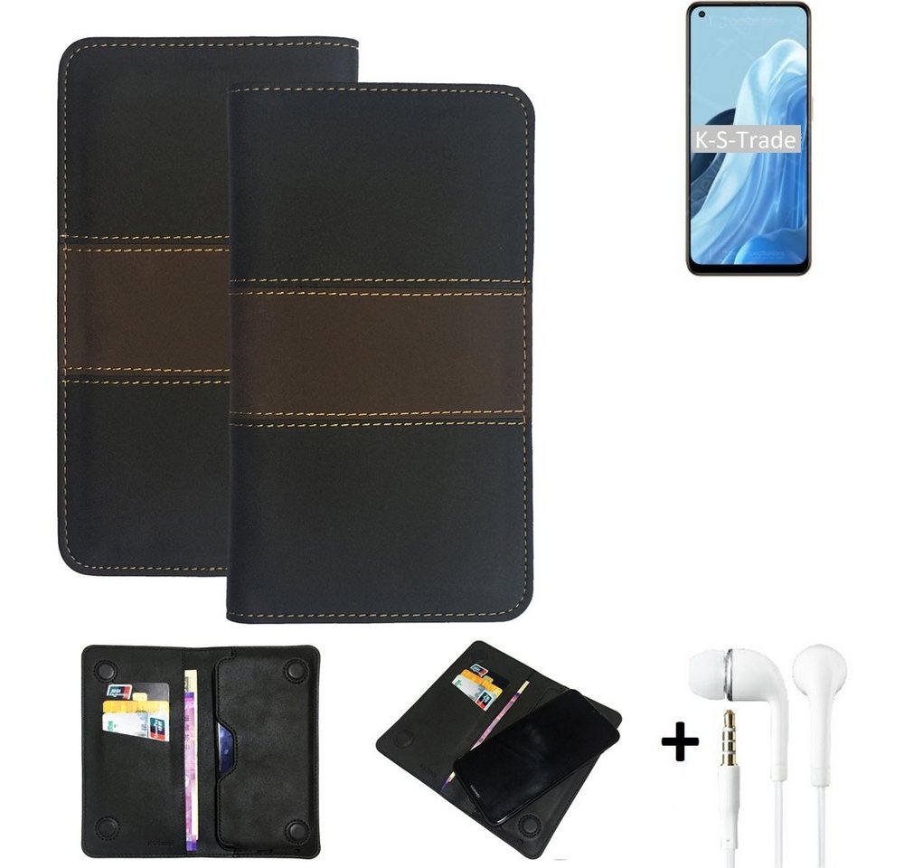 K-S-Trade Handyhülle für Oppo Reno7 4G, Handyhülle + Kopfhörer Schutzhülle Walletcase Bookstyle Tasche von K-S-Trade