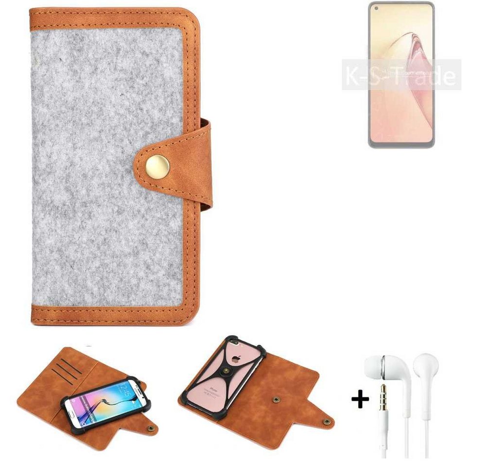 K-S-Trade Handyhülle für Oppo Reno8, Handyhülle + Kopfhörer Schutzhülle Filz Hülle Kunstleder K-S-Trade Handyhülle für Oppo Reno8, Handyhülle + Kopfhörer Schutzhülle Filz Hülle Kunstleder von K-S-Trade