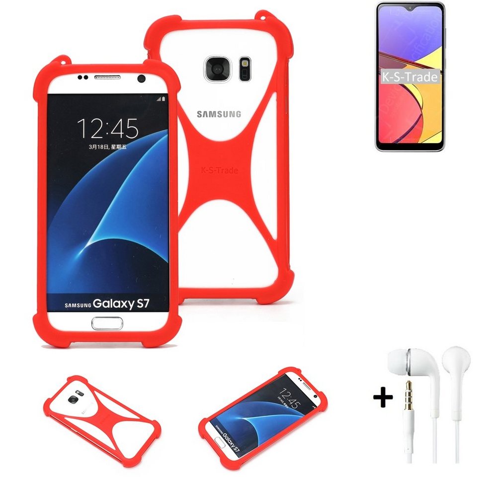 K-S-Trade Handyhülle für Samsung Galaxy A21 Simple SCV49, Handy-hülle + Kopfhörer Schutz-hülle Bumper Silikon Schutz Hülle von K-S-Trade