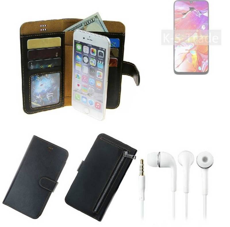 K-S-Trade Handyhülle für Samsung Galaxy A40s, TOP SET Handy Hülle Schutz Hülle schwarz aus Kunstleder + von K-S-Trade