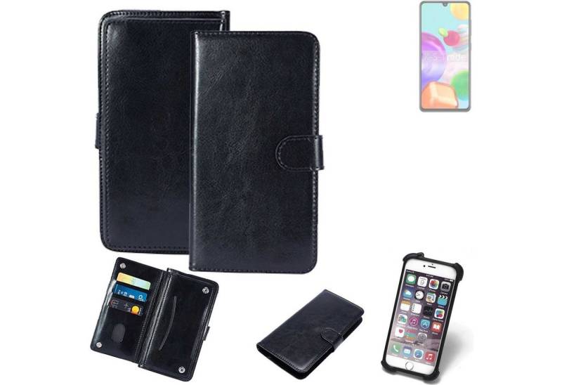 K-S-Trade Handyhülle für Samsung Galaxy A41, 360° Hülle schwarz Kunstleder Case BookCase WalletCase von K-S-Trade