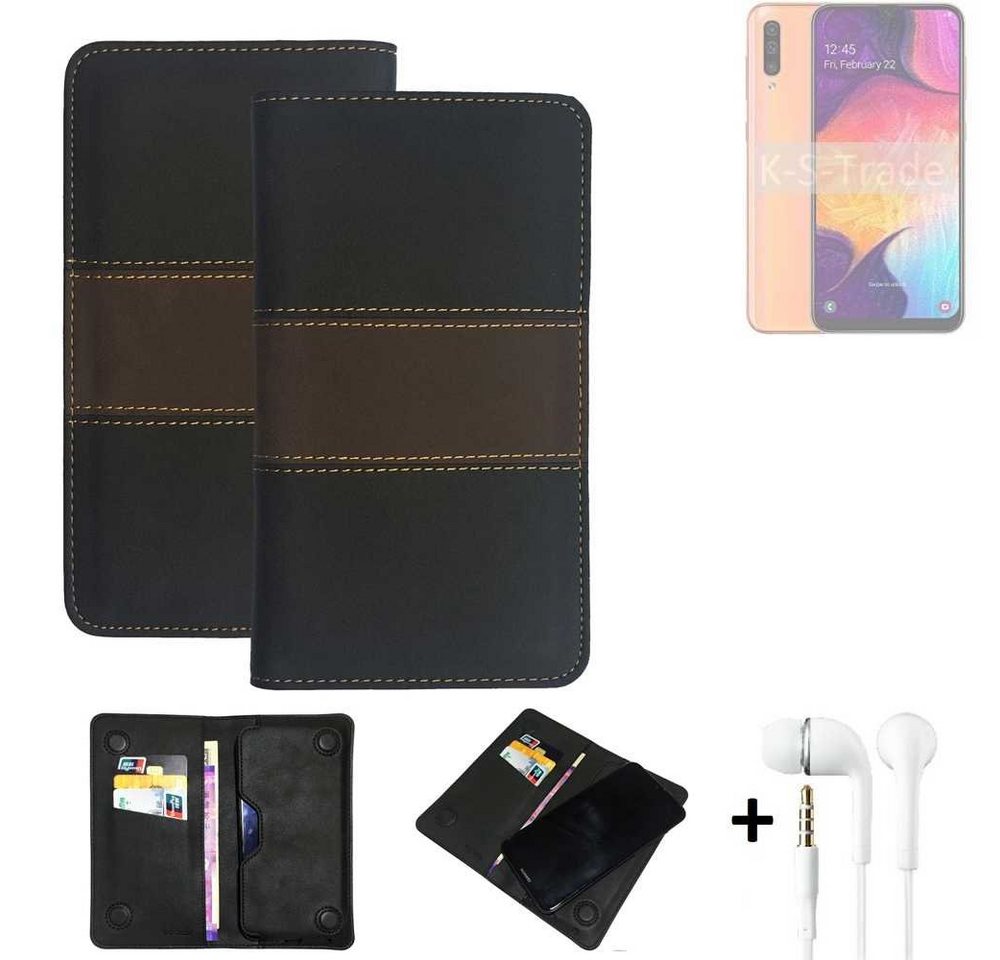 K-S-Trade Handyhülle für Samsung Galaxy A50, Handyhülle + Kopfhörer Schutzhülle Walletcase Bookstyle Tasche von K-S-Trade