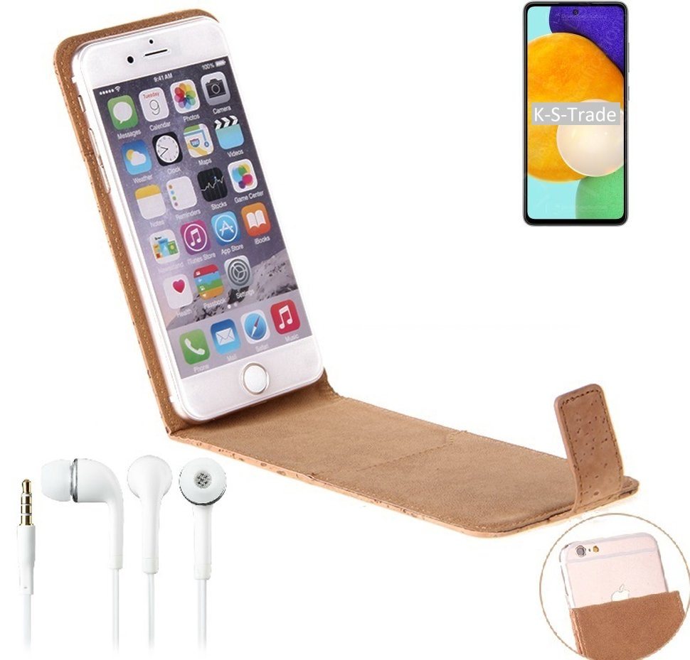 K-S-Trade Handyhülle für Samsung Galaxy A52 5G, Schutzhülle mit Kopfhörer Handyhülle Cover Kork Tasche Flipstyle K-S-Trade Handyhülle für Samsung Galaxy A52 5G, Schutzhülle mit Kopfhörer Handyhülle Cover Kork Tasche Flipstyle von K-S-Trade