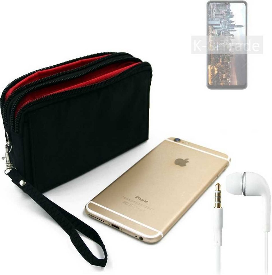 K-S-Trade Handyhülle für Samsung Galaxy M32 5G, TOP SET Handy Hülle Gürteltasche schwarz + Kopfhörer Travel Bag von K-S-Trade