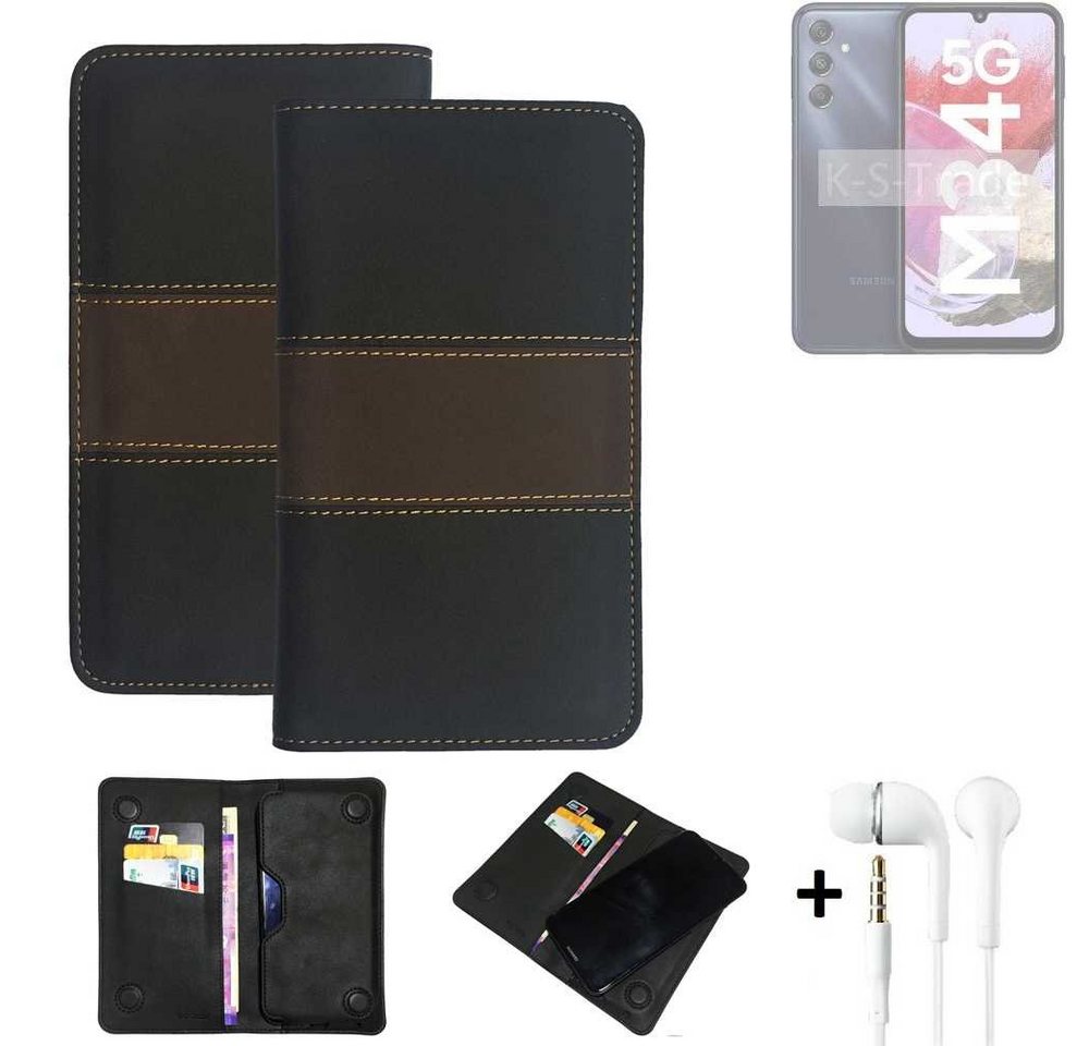 K-S-Trade Handyhülle für Samsung Galaxy M34 5G, Handyhülle + Kopfhörer Schutzhülle Walletcase Bookstyle Tasche von K-S-Trade