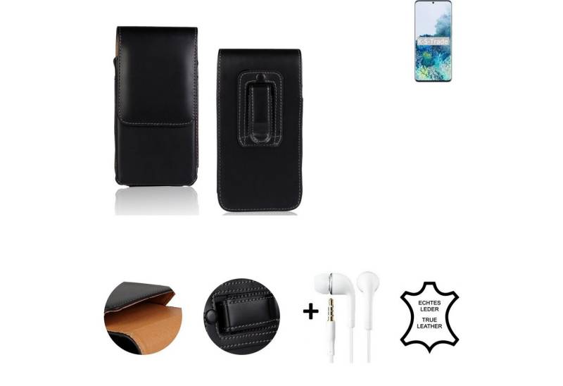 K-S-Trade Handyhülle für Samsung Galaxy S20+ 5G SD865, Leder Gürteltasche + Kopfhörer Seitentasche Belt pouch Holster von K-S-Trade