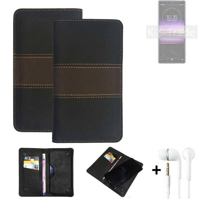 K-S-Trade Handyhülle für Sony Xperia 1 Professional Edition, Handyhülle + Kopfhörer Schutzhülle Walletcase Bookstyle Tasche von K-S-Trade