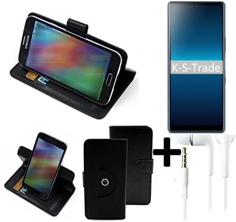 K-S-Trade Handyhülle für Sony Xperia L4, Handy Hülle Schutz Hülle + Kopfhörer Handyhülle Flipcase von K-S-Trade