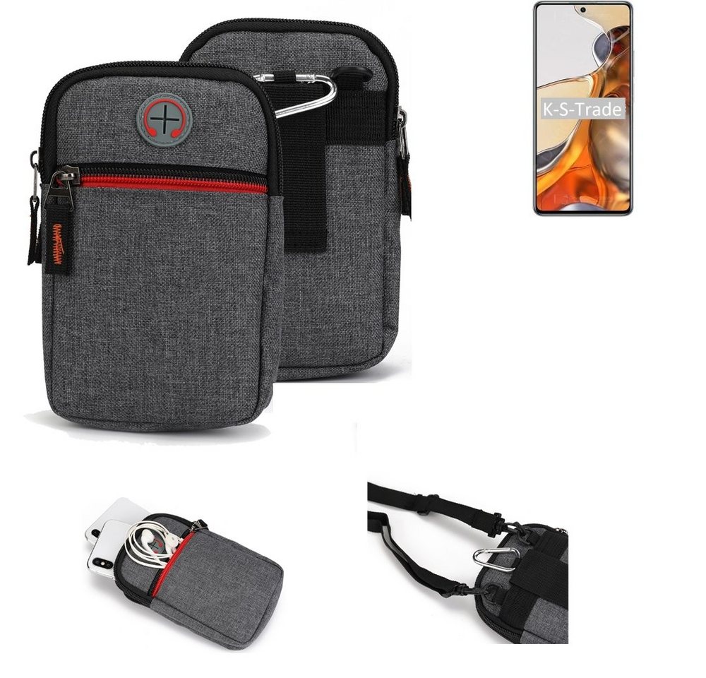 K-S-Trade Handyhülle für Xiaomi 11T Pro, Holster Gürteltasche Handy Tasche Schutz Hülle grau Zusatzfächer von K-S-Trade