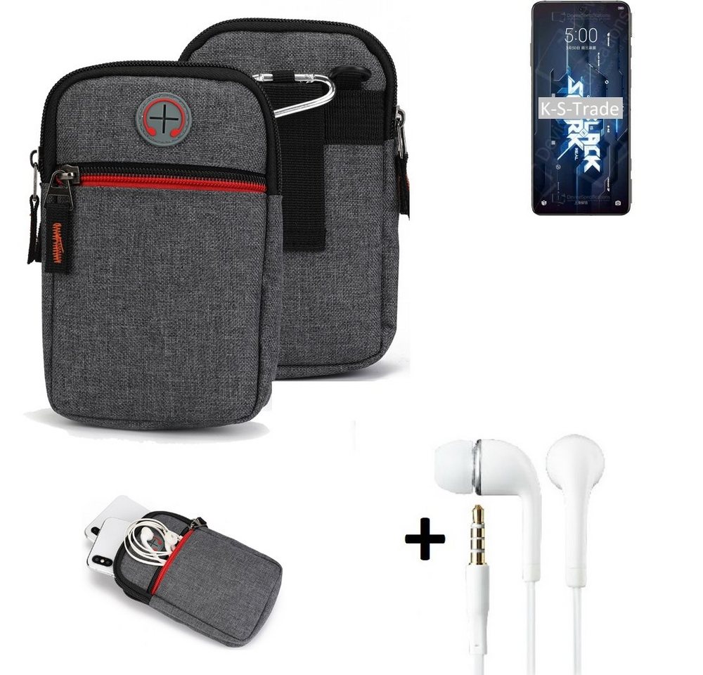 K-S-Trade Handyhülle für Xiaomi Black Shark 5, Gürteltaasche + Kopfhörer Handy Tasche Holster Schutz Hülle von K-S-Trade