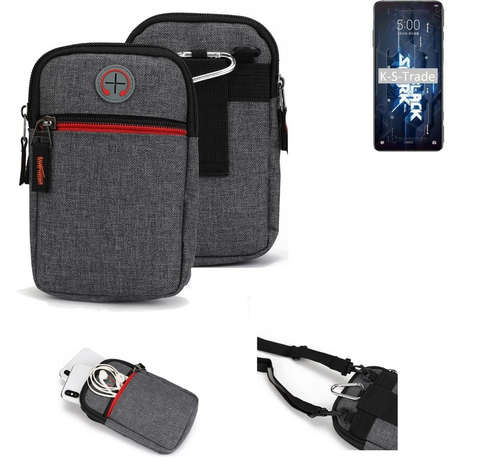 K-S-Trade Handyhülle für Xiaomi Black Shark 5 Pro, Holster Gürteltasche Handy Tasche Schutz Hülle grau Zusatzfächer von K-S-Trade