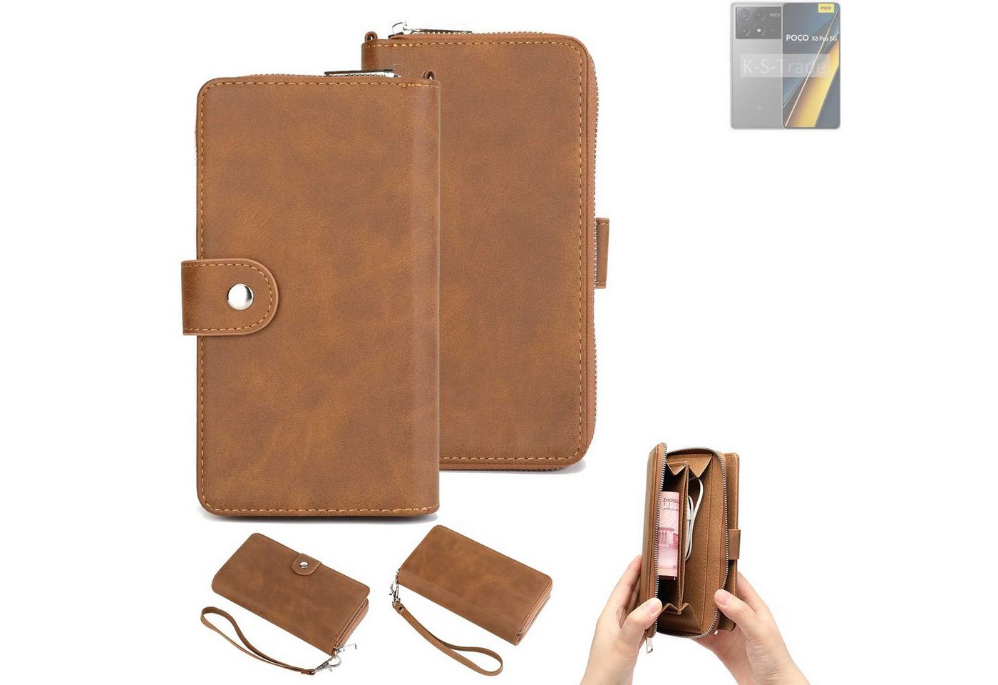 K-S-Trade Handyhülle für Xiaomi POCO X6 Pro 5G, Handyhülle Schutzhülle & Portemonnee Tasche Handytasche Case Etui von K-S-Trade