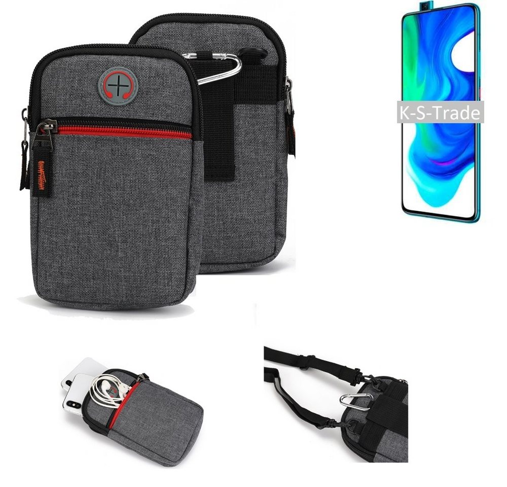 K-S-Trade Handyhülle für Xiaomi Poco F2 Pro, Holster Gürteltasche Handy Tasche Schutz Hülle grau Zusatzfächer von K-S-Trade