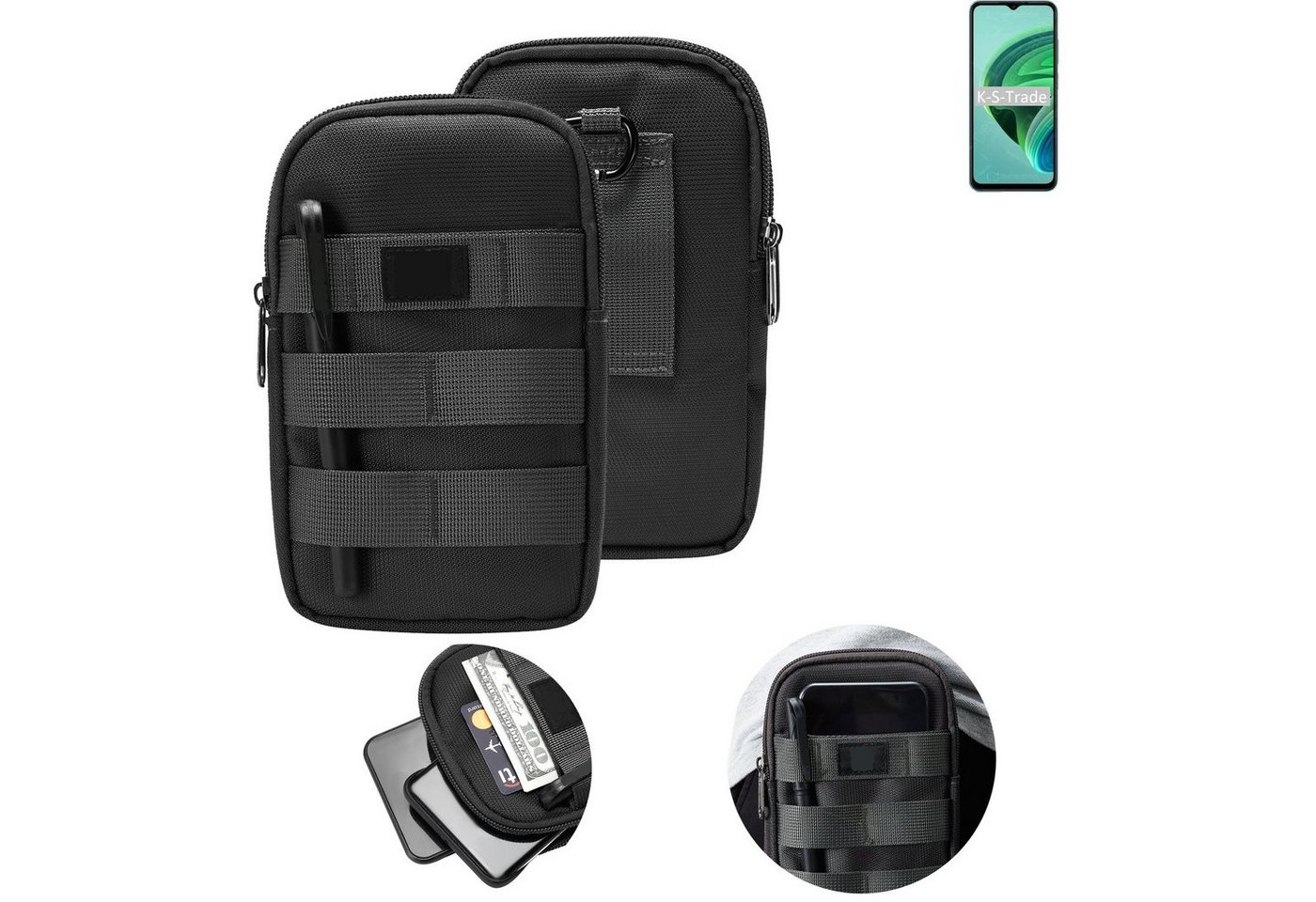 K-S-Trade Handyhülle für Xiaomi Redmi 10 5G, Holster Gürtel Tasche Handy Tasche Schutz Hülle dunkel-grau viele von K-S-Trade