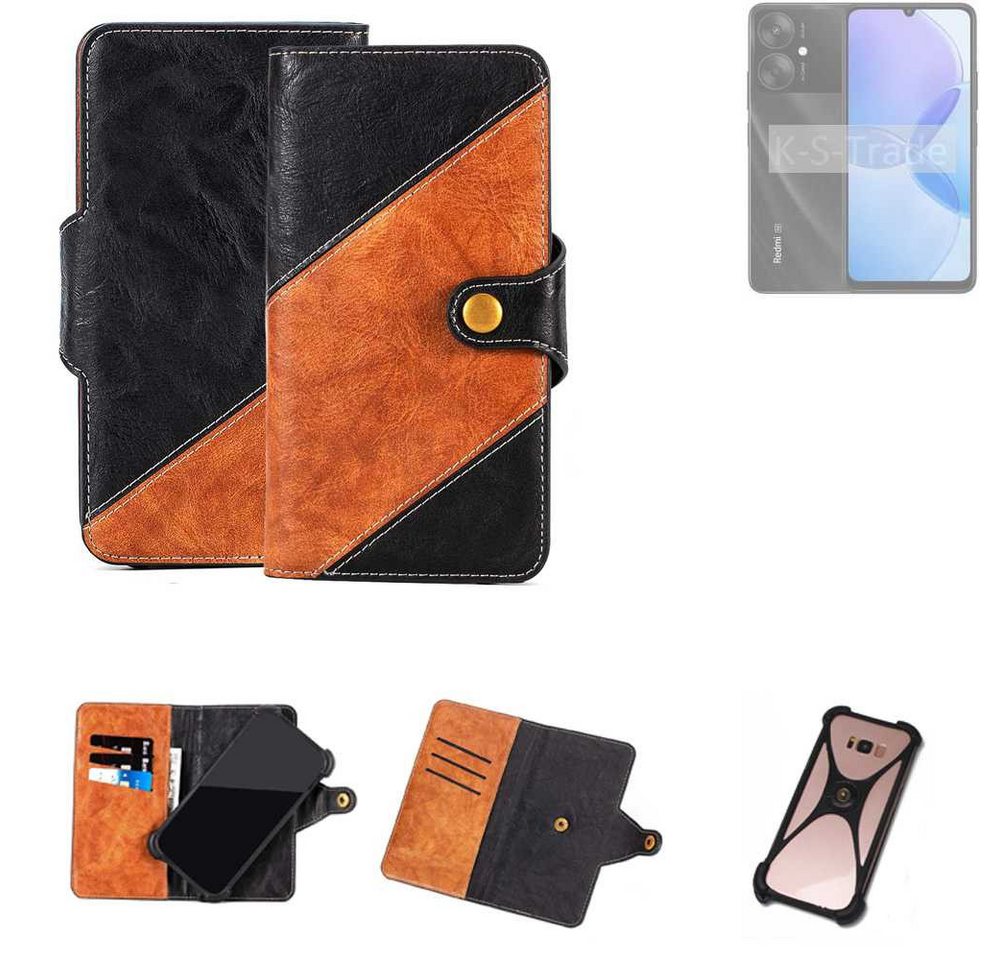 K-S-Trade Handyhülle für Xiaomi Redmi 13R 5G, Handyhülle Schutzhülle Bookstyle Case Wallet-Case Handy Cover von K-S-Trade