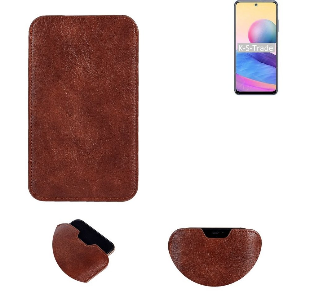 K-S-Trade Handyhülle für Xiaomi Redmi Note 10 5G, Schutzhülle Handyhülle Handytasche Kunstleder Sleeve in braun von K-S-Trade