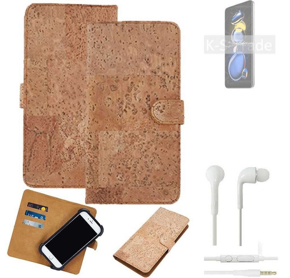 K-S-Trade Handyhülle für Xiaomi Redmi Note 11T Pro, Hülle + in ear Kopfhörer Kork Handyhülle Cover - Schutzhülle von K-S-Trade