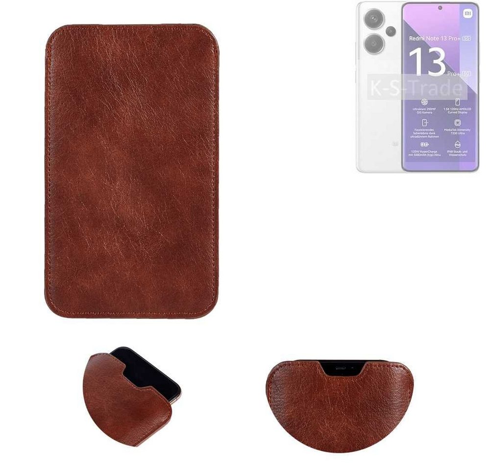 K-S-Trade Handyhülle für Xiaomi Redmi Note 13 Pro + 5G, Schutzhülle Handyhülle Handytasche Kunstleder Sleeve in braun von K-S-Trade