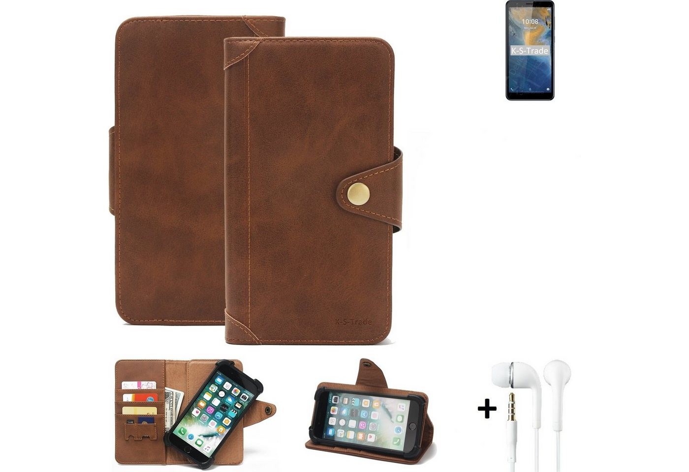 K-S-Trade Handyhülle für ZTE Blade A31, Handyhülle + Kopfhörer Schutz Hülle Walletcase Bookstyle Tasche K-S-Trade Handyhülle für ZTE Blade A31, Handyhülle + Kopfhörer Schutz Hülle Walletcase Bookstyle Tasche von K-S-Trade