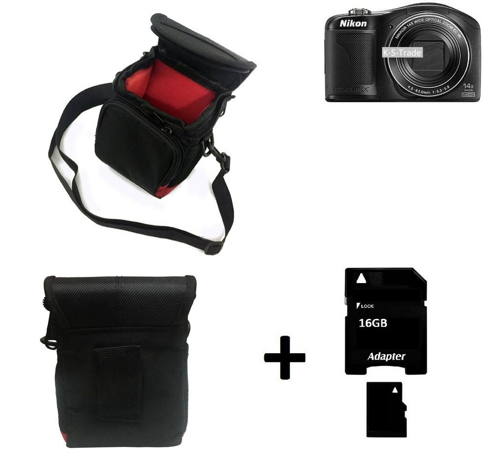 K-S-Trade Kameratasche für Nikon Coolpix L610, Kameratasche Fototasche Umhängetasche Schutz Hülle mit Zusatzfach von K-S-Trade