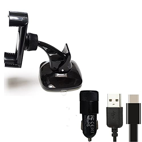 K-S-Trade Qualitativ & Innovativ Handy-Halterung Für Unihertz 8849 Tank 3 Pro Windschutzscheibe/Armaturenbrett + LADEGERÄT Mit Mico USB Kabel von K-S-Trade
