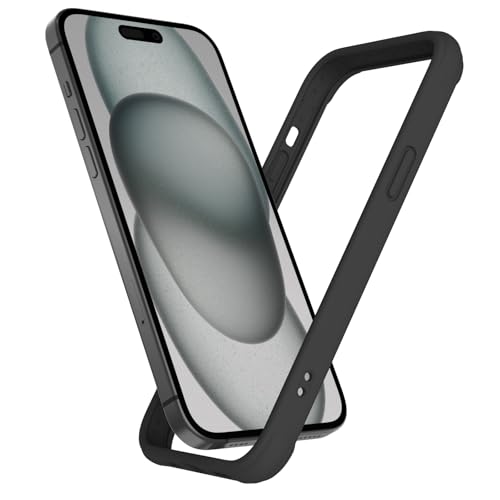 K TOMOTO Kompatibel Mit iPhone 15 Bumper Case (6,1 Zoll), Flüssigsilikon [Stoßdämpfend] [Erhöhter Kantenschutz] [Fallschutz] [Seidige Und Weiche Haptik] Rahmen, Schwarz von K TOMOTO