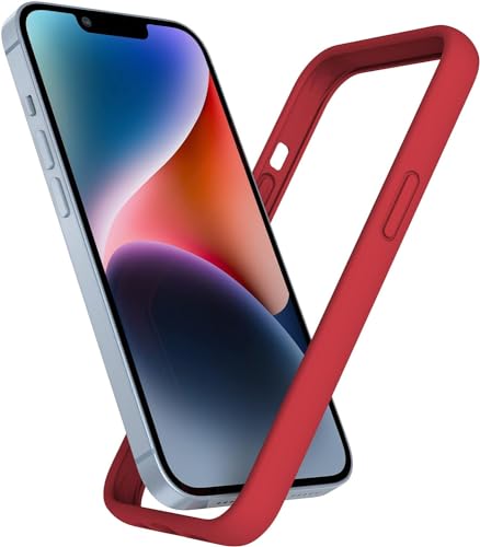K TOMOTO Kompatibles iPhone 13/13 Pro Bumper Case (6,1 Zoll), Flüssiges Silikon Bumper Case [Stoßdämpfung] [Erhöhter Kantenschutz] [Fallschutz] [Seidige und weiche Haptik] Rahmen Bumper Case, Rot von K TOMOTO