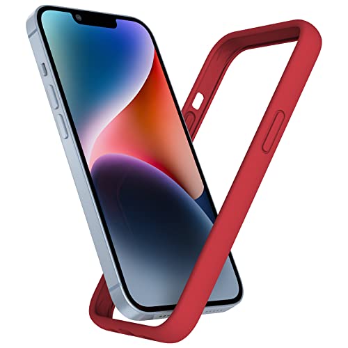 K TOMOTO Kompatibel iPhone 14 Bumper Case (6,1 Zoll), Liquid Silikon Bumper Case [Stoßabsorbierend] [Erhöhter Kantenschutz] [Fallschutz] [Seidig und weiche Haptik] Rahmen Bumper Case, Rot von K TOMOTO