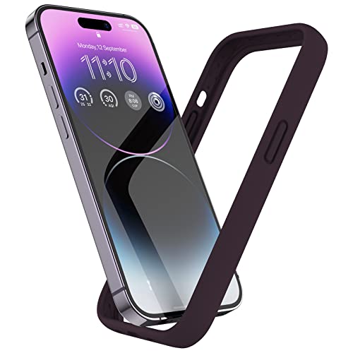 K TOMOTO Kompatibel iPhone 14 Pro Bumper Case (6,1 Zoll), Flüssigsilikon Bumper Case [Stoßabsorbierend] [Erhöhter Kantenschutz] [Seidige und weiche Haptik] Rahmen Bumper Case, Dunkelviolett von K TOMOTO
