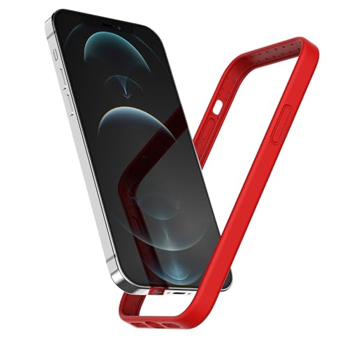 K TOMOTO Kompatibel mit iPhone 12/12 Pro Bumper Case (6,1 Zoll), weiches Flüssigsilikon-Gel-Gummi, Stoßfängerabdeckung, seidig-glatter Griff, schlankes Design, schützende Bumper-Rahmen-Hülle, Rot von K TOMOTO